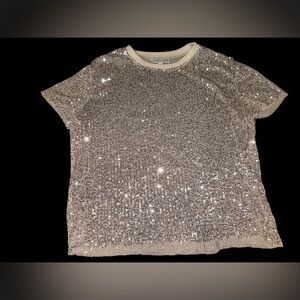 She + Sky Glittering gold + silver top